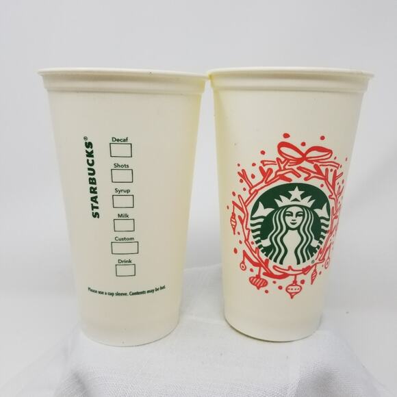 Starbucks NEW Set2  Reusable Wreath Mugs - Picture 3 of 10